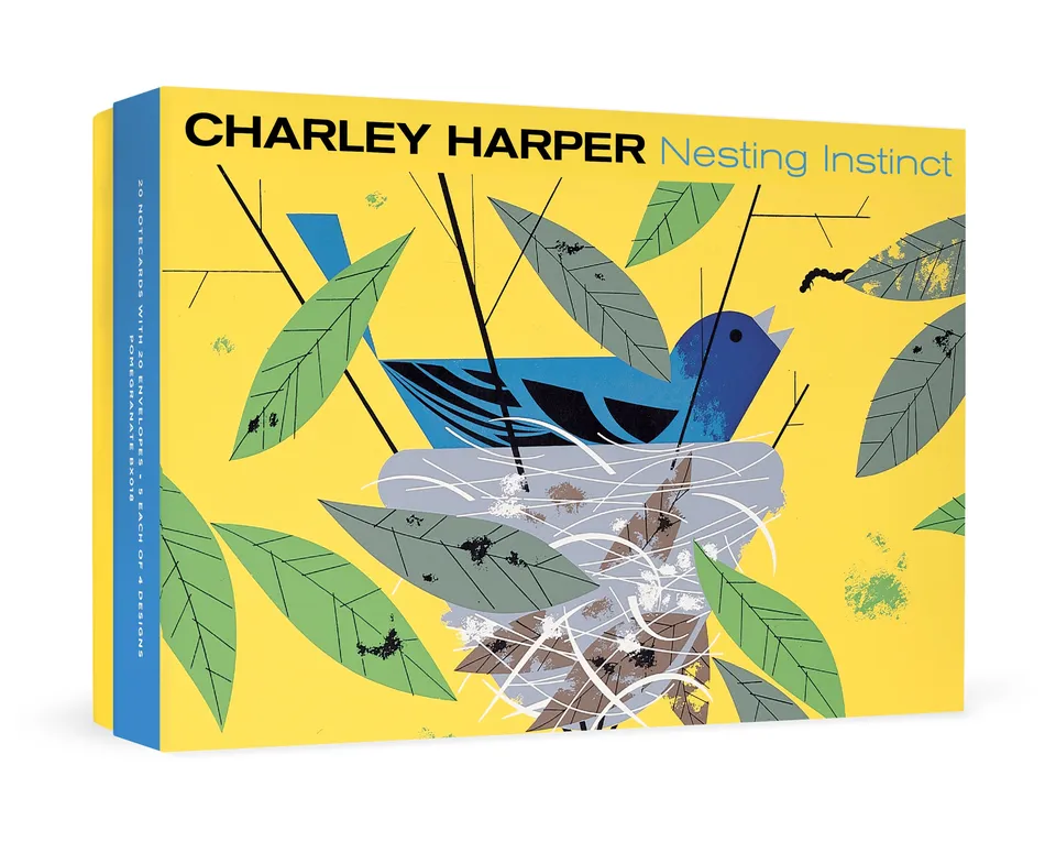 pomegranate-charley-harper-nesting-instinct-gru-karten-20er-v-gel image 1