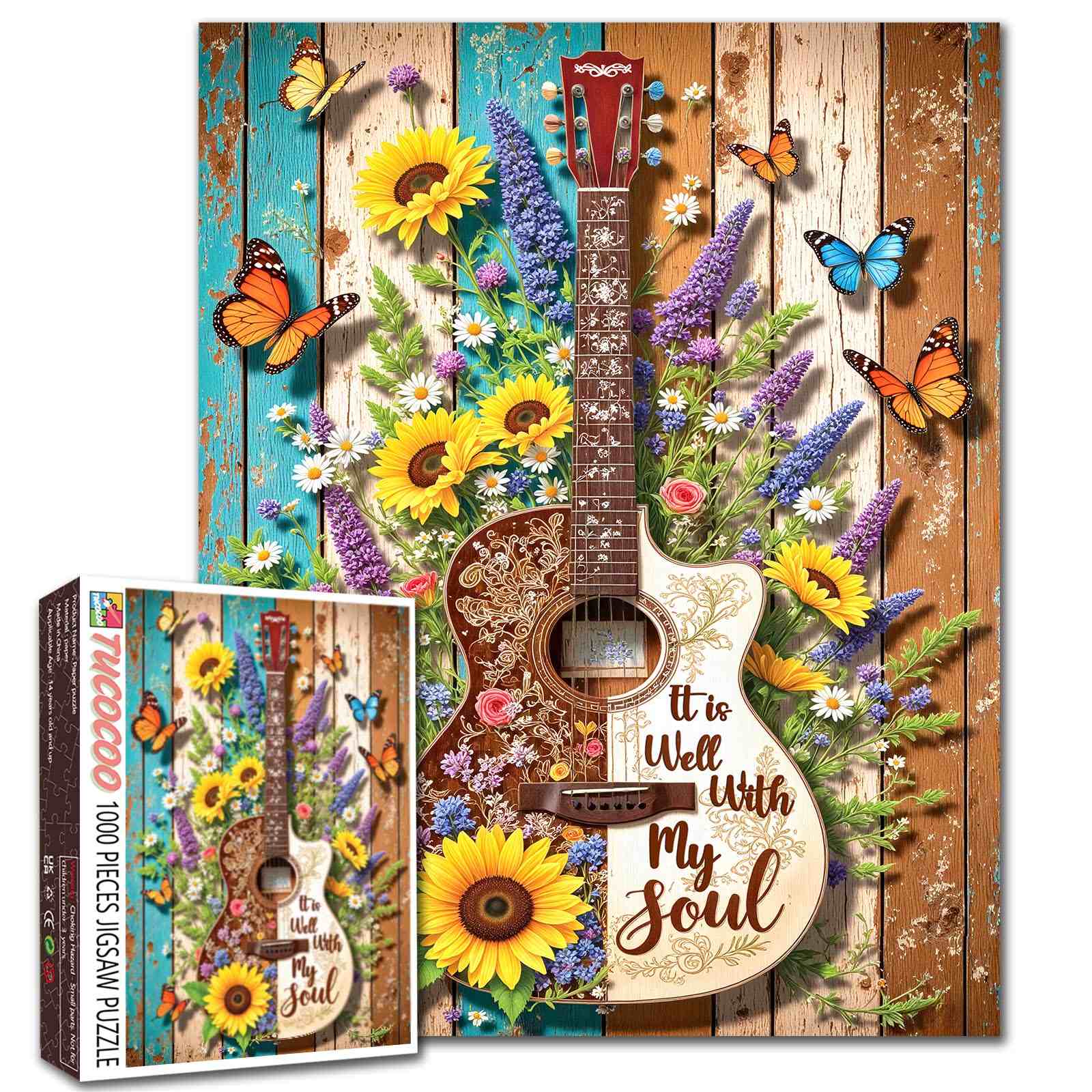 tucocoo-floral-guitar-butterfly-puzzle-1000-teile-holz image 1