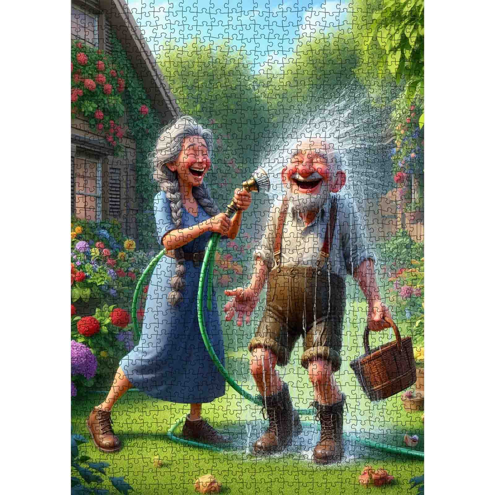 tucocoo-jigsaw-puzzles-garden-hose-couple-puzzle-1000-teile-garten image 2