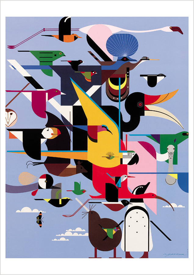 pomegranate-blank-notecards-charley-harper-wings-of-the-world-klappkarte image 1
