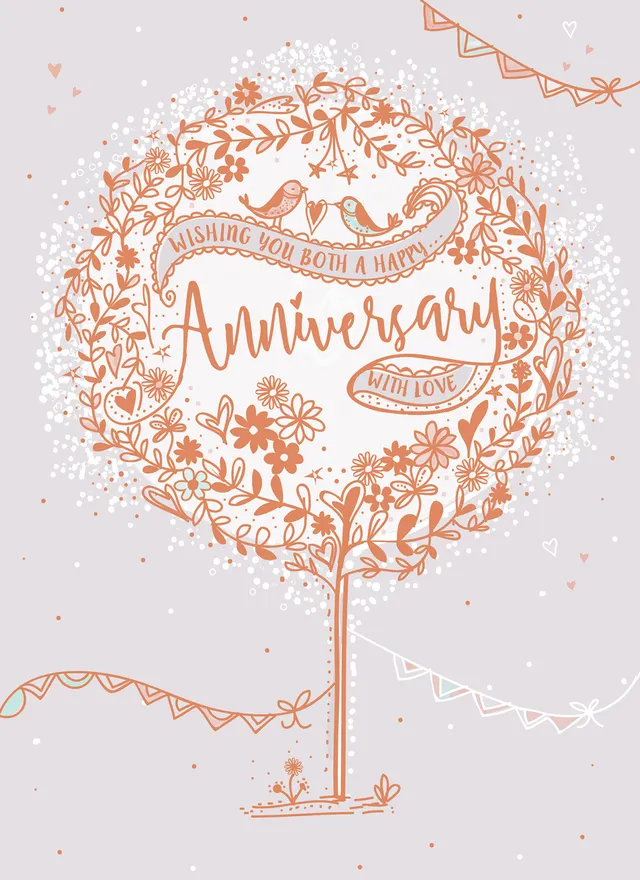 otter-house-love-birds-in-tree-jahrestagskarte-an-euch-beide-floral image 1