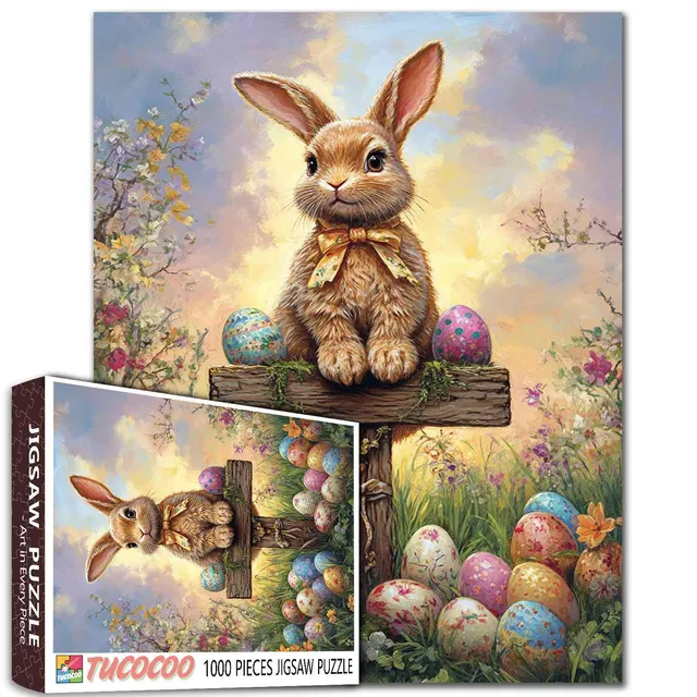tucocoo-easter-bunny-with-colorful-eggs-puzzle-1000-teile-ostern image 1