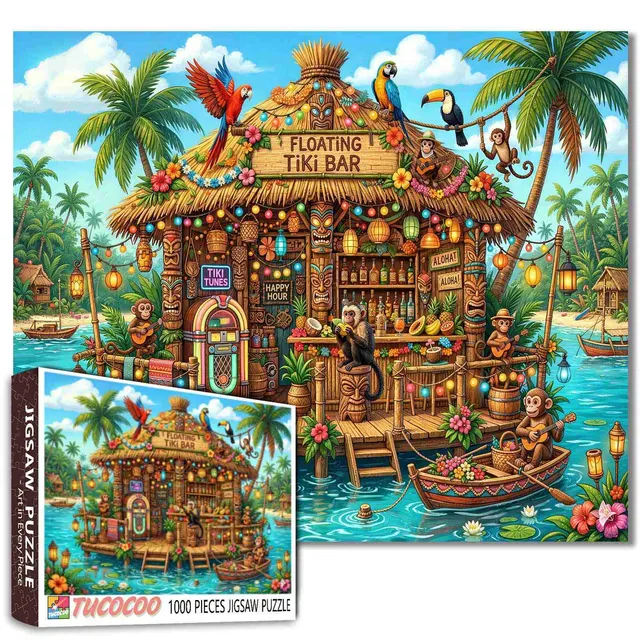 tucocoo-floating-tropical-tiki-bar-puzzle-1000-teile-tropisch image 1