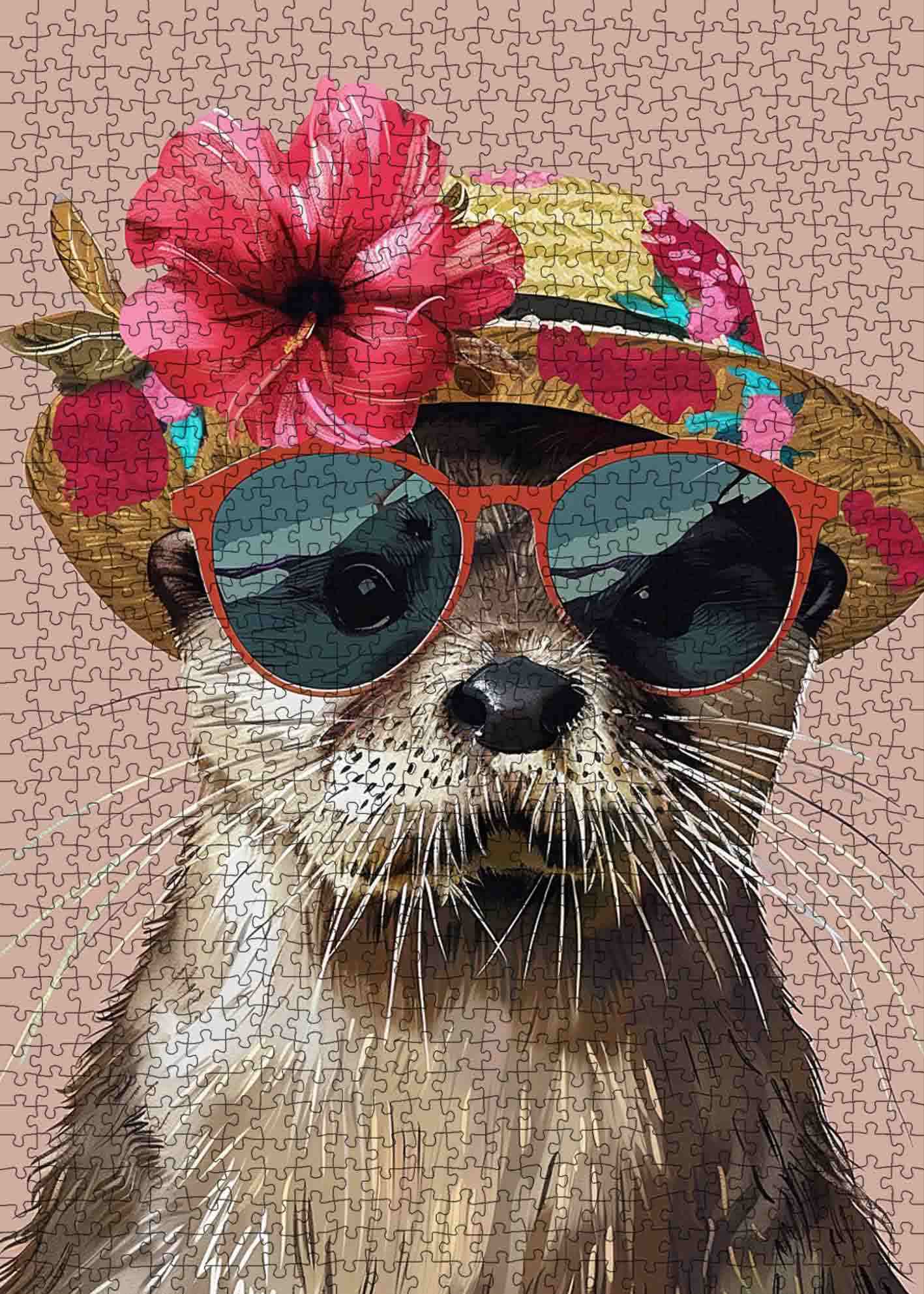 tucocoo-otter-floral-hat-puzzle-1000-teile-tiere image 2