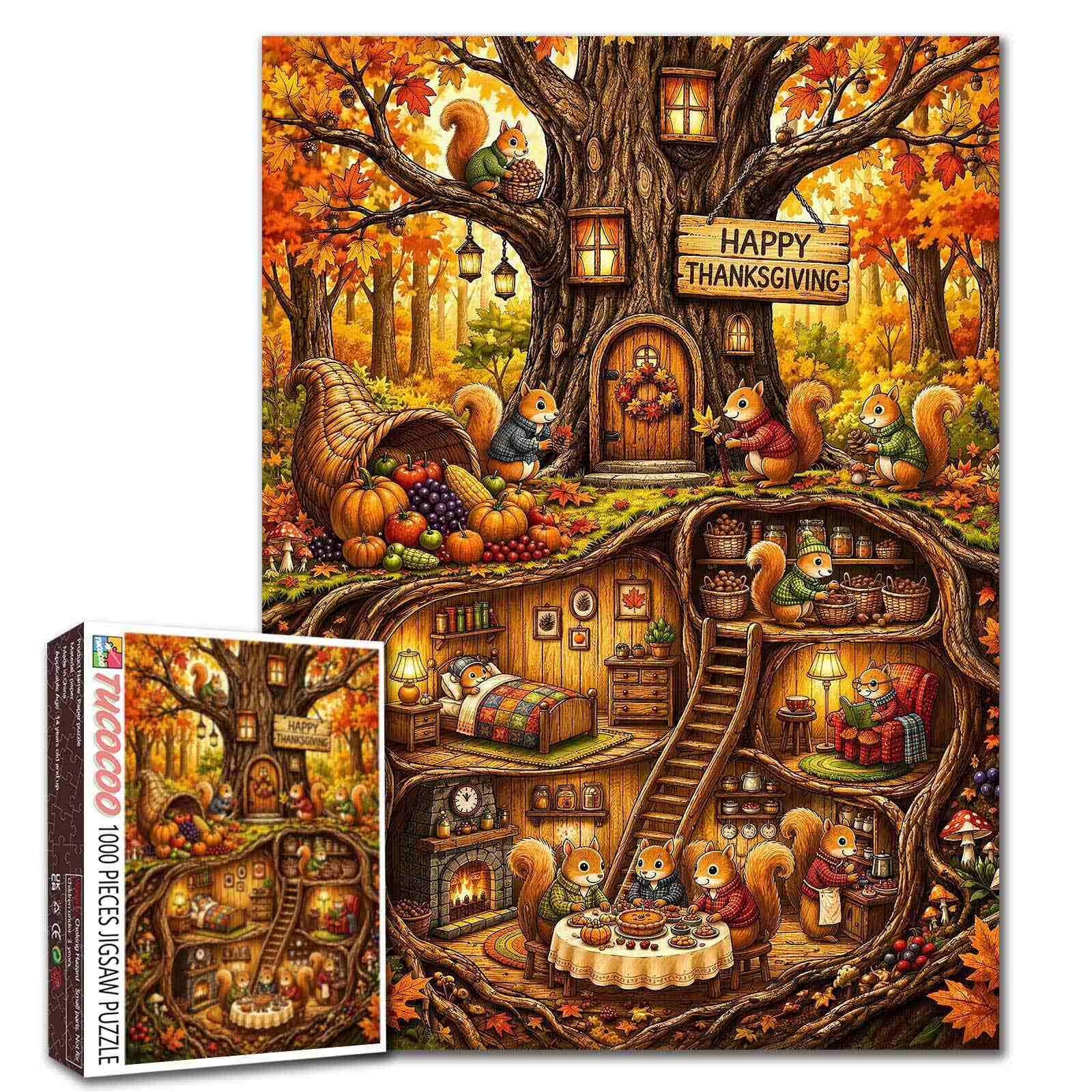 tucocoo-thanksgiving-squirrel-treehouse-puzzle-1000-teile image 1