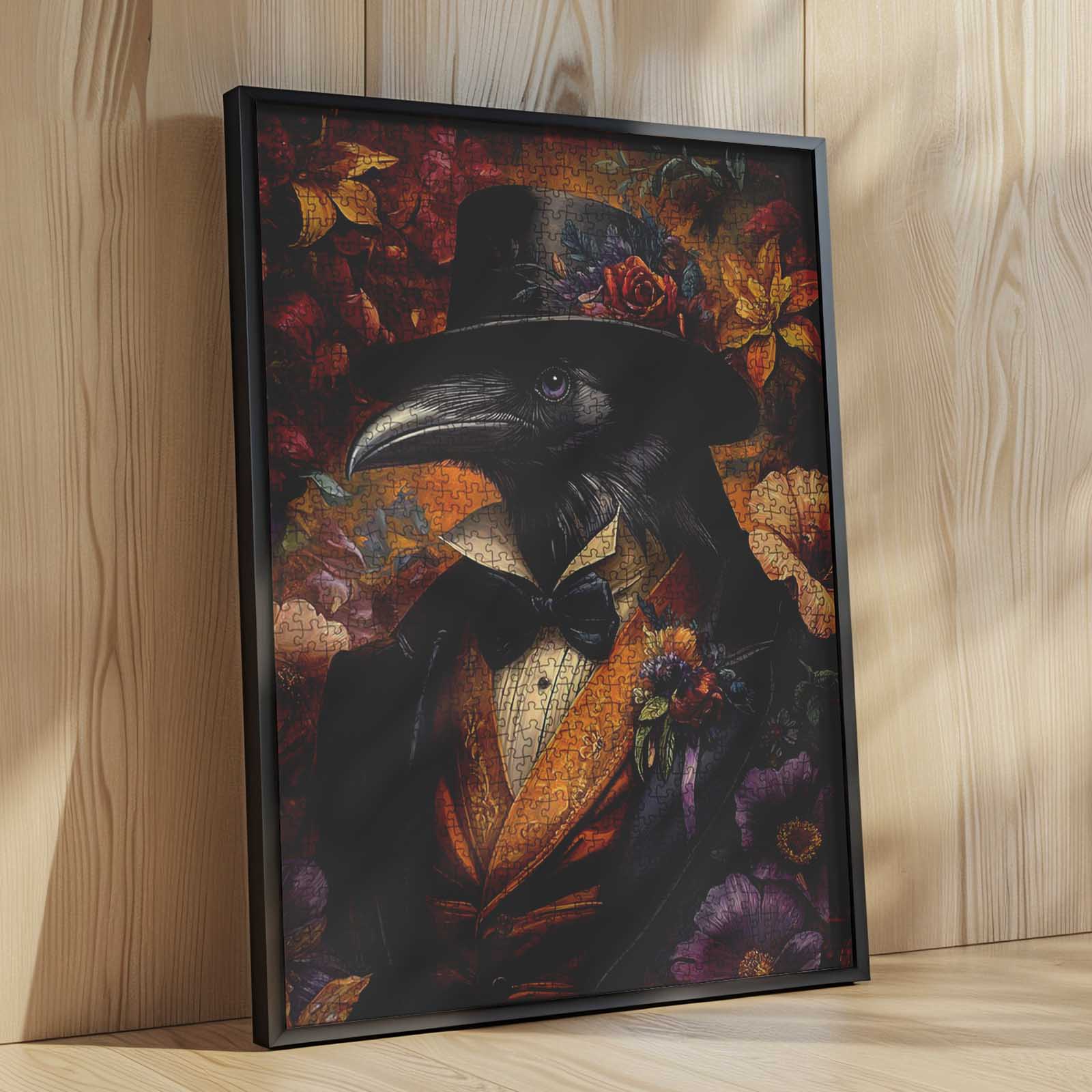 tucocoo-dapper-raven-with-floral-attire-puzzle-1000-teile-rabe image 4