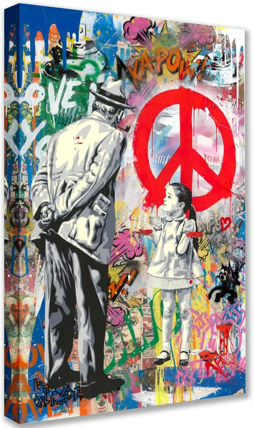 tucocoo-canvas-wall-art-leinwandbild-m-dchen-peace-graffiti-30x40 image 1