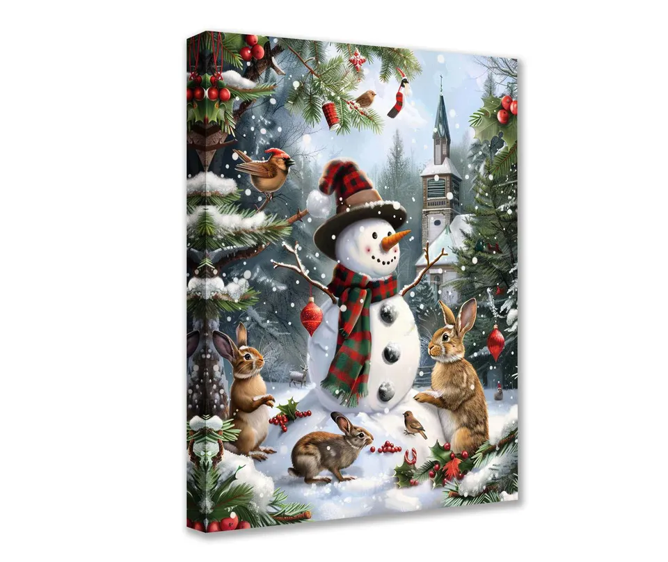 tucocoo-canvas-wall-art-schneemann-leinwandbild-30x40-mit-rahmen-weihnachten image 1