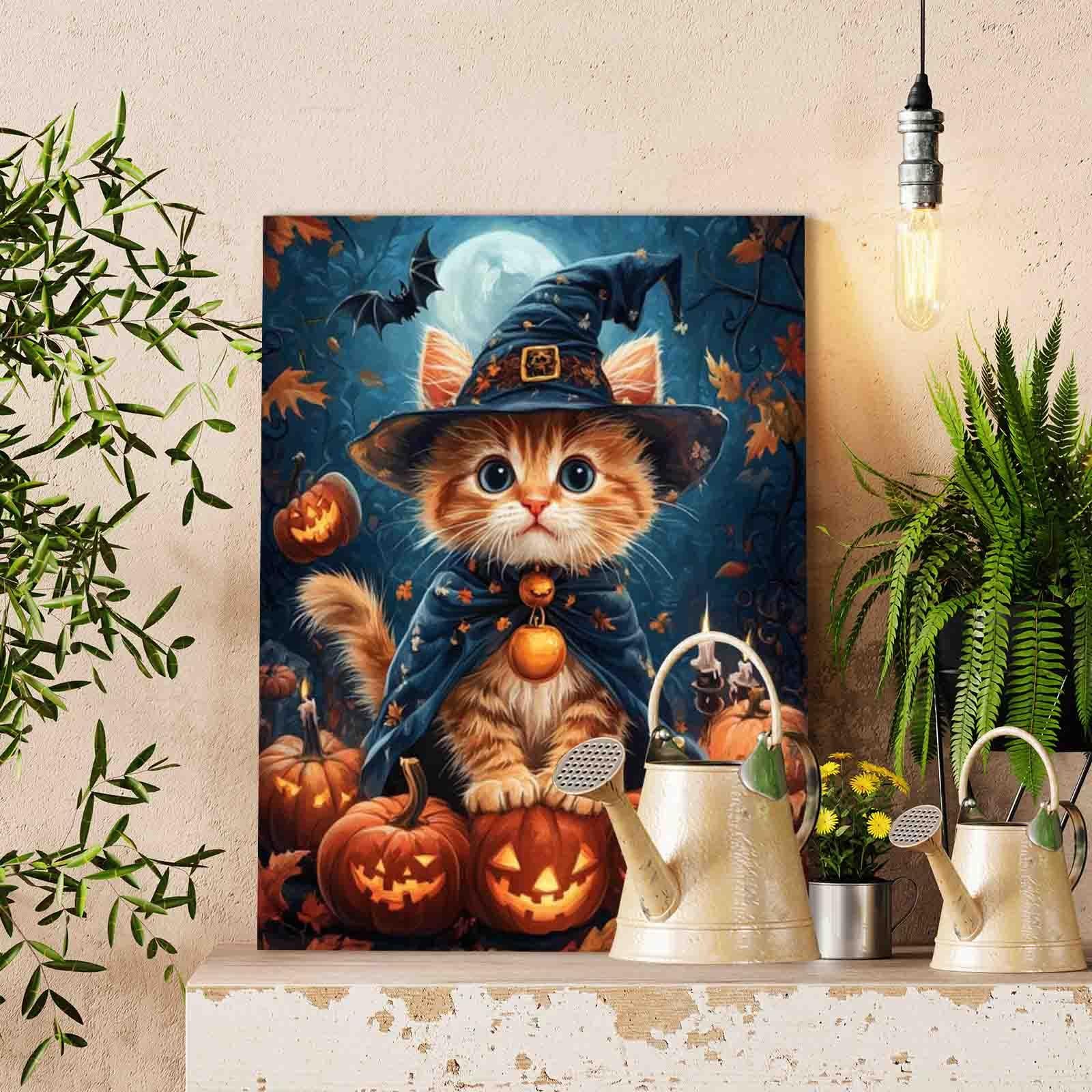 tucocoo-halloween-kitten-wizard-malen-nach-zahlen-ohne-rahmen-katze image 2