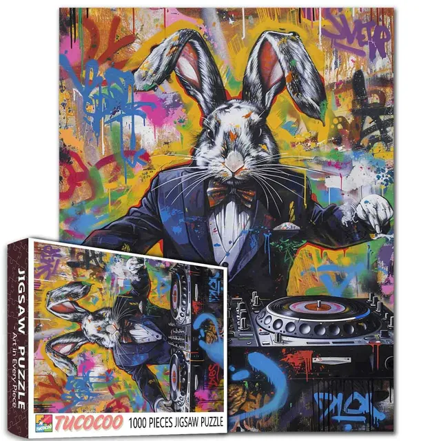 tucocoo-dj-rabbit-graffiti-puzzle-1000-teile-hase image 1