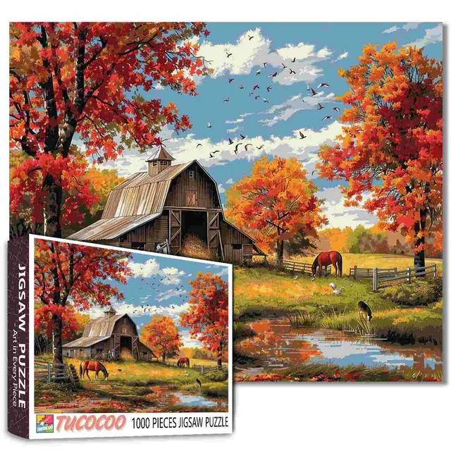 tucocoo-golden-farm-retreat-puzzle-1000-teile-herbstlandschaft image 1