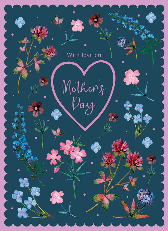 otter-house-ditzy-navy-floral-muttertagskarte-blumen image 1