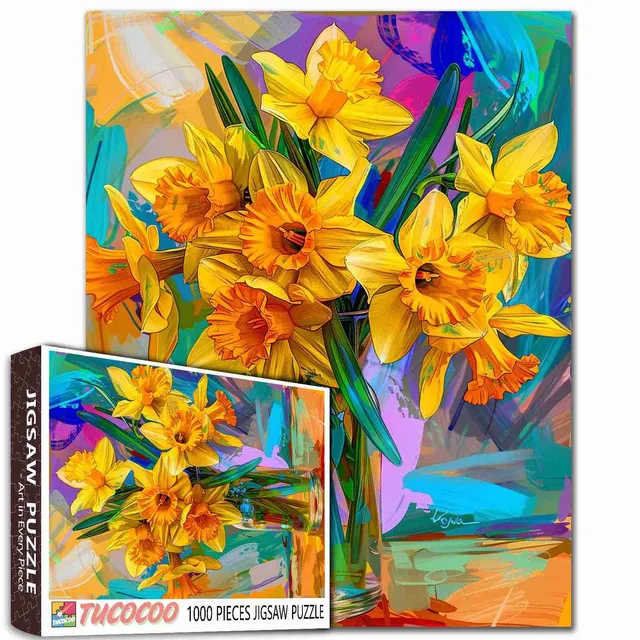 tucocoo-golden-daffodils-puzzle-1000-teile-narzissen-glasvase image 1