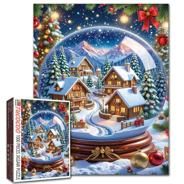 tucocoo-snow-globe-christmas-village-puzzle-1000-teile-dorf image 1