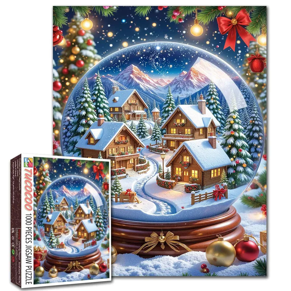 tucocoo-snow-globe-christmas-village-puzzle-1000-teile-dorf image 1