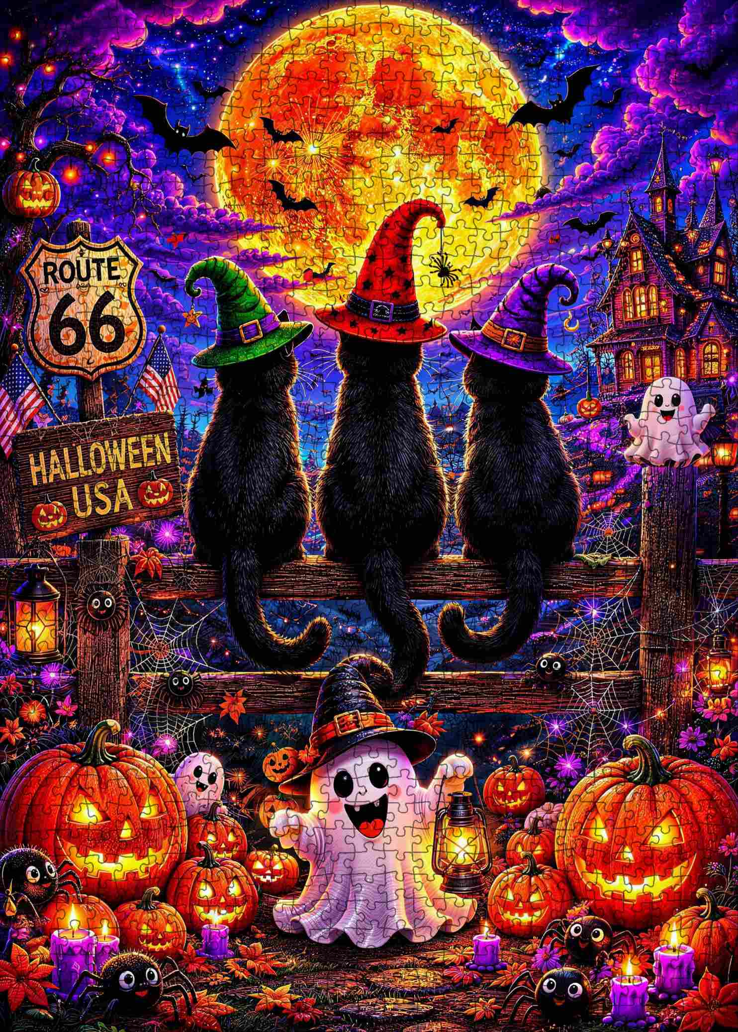tucocoo-black-cats-halloween-moonlight-puzzle-1000t image 2