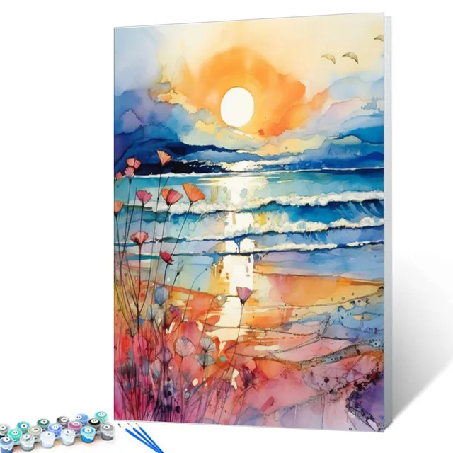 tucocoo-tranquil-sunset-waves-malen-nach-zahlen-ohne-rahmen image 1