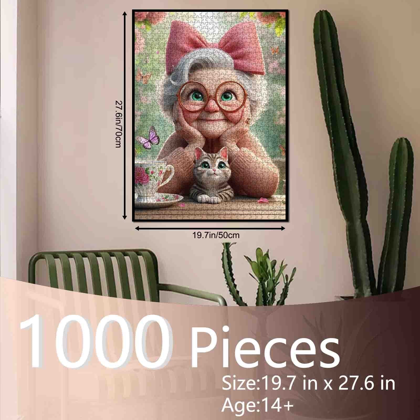 tucocoo-grandma-with-pink-bow-and-kitten-puzzle-1000-teile image 5
