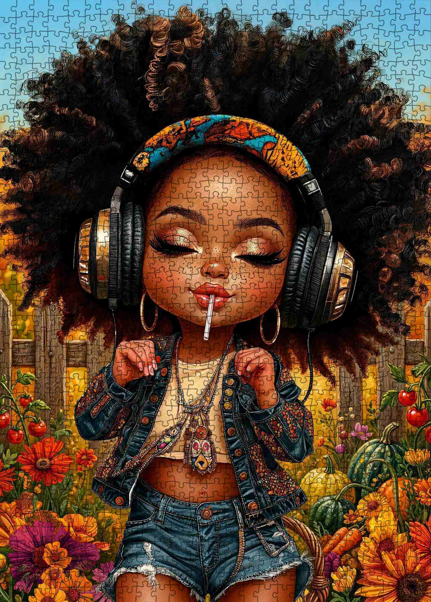 tucocoo-afro-girl-autumn-garden-puzzle-1000-teile-musik image 2