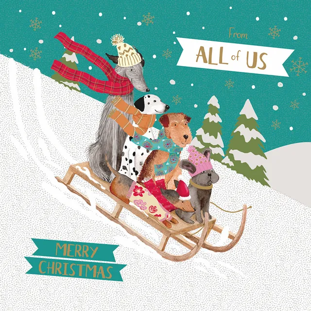 otter-house-from-all-of-us-hunde-weihnachtskarte-schlitten image 1