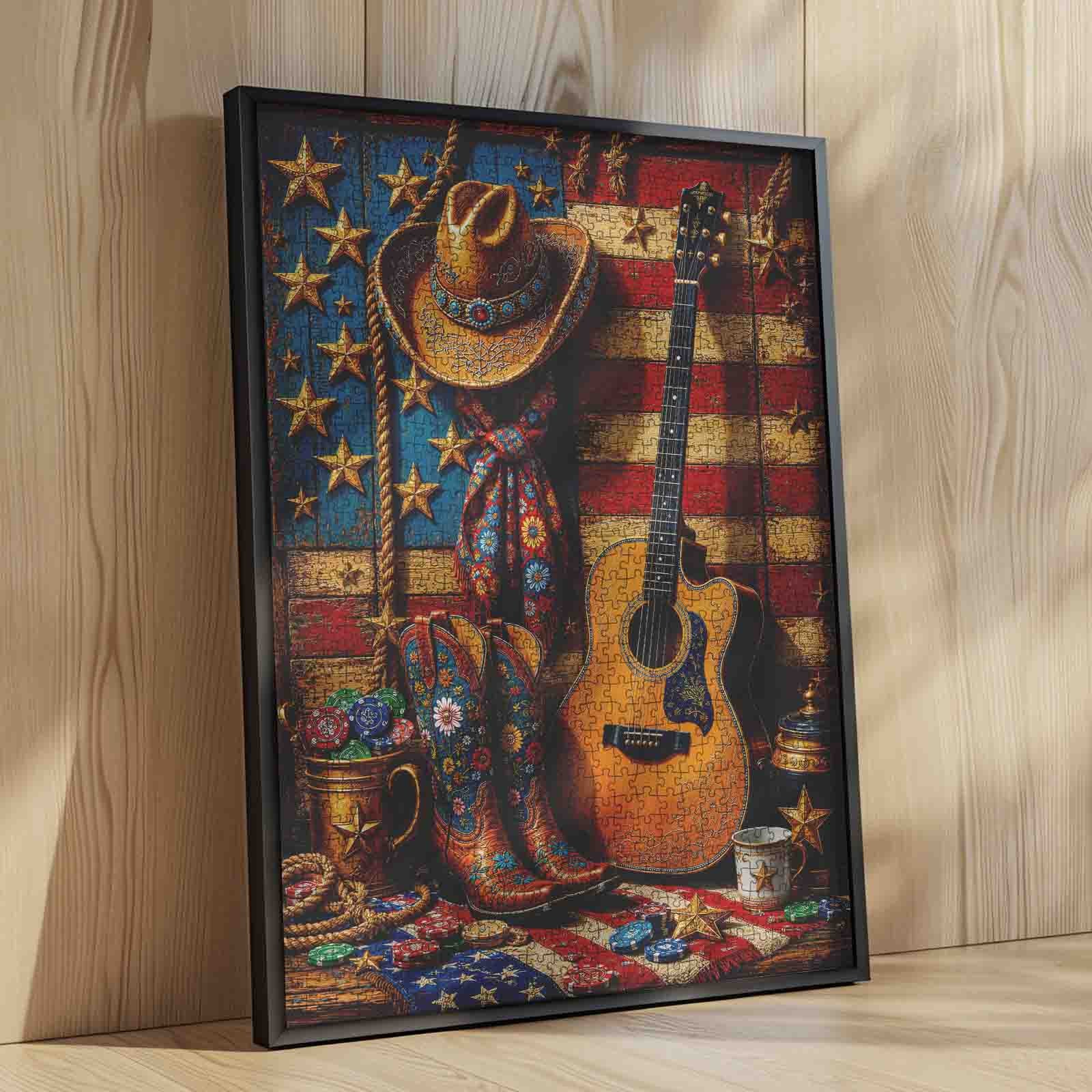tucocoo-patriotic-cowboy-guitar-puzzle-1000-teile-western-motiv image 4