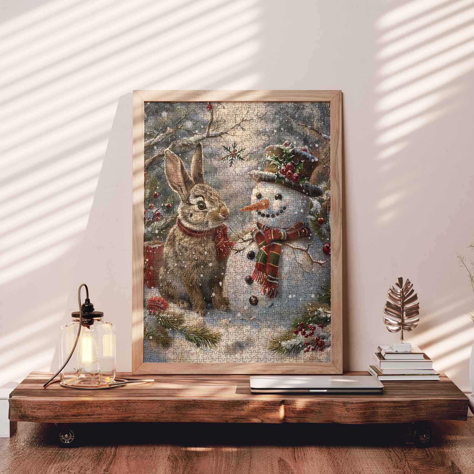 tucocoo-snow-bunny-and-snowman-puzzle-1000-teile-weihnachten image 3