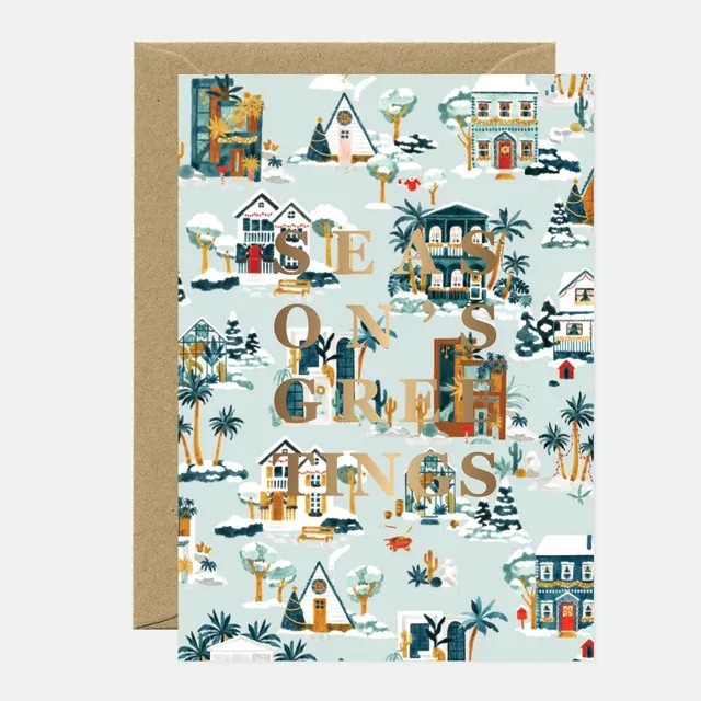 all-the-ways-to-say-snowy-house-gru-karte-weihnachten-gold-a6 image 1