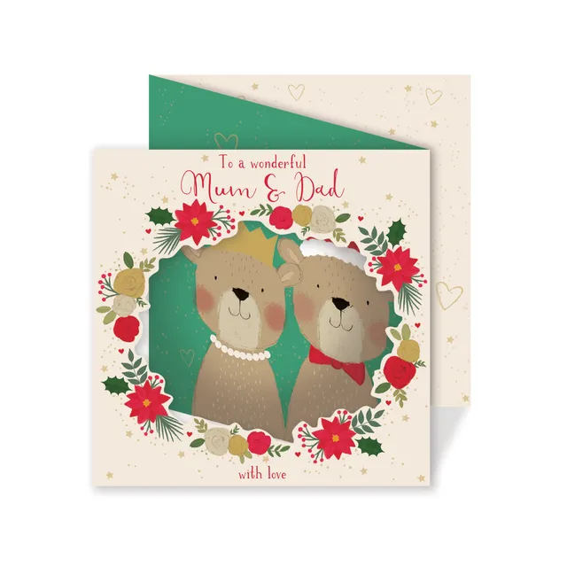 otter-house-christmas-mum-dad-b-ren-weihnachtskarte-einzelkarte image 1
