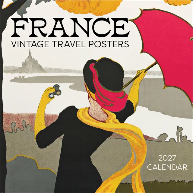 pomegranate-wall-calendar-france-vintage-travel-posters-wandkalender-2027 image 1