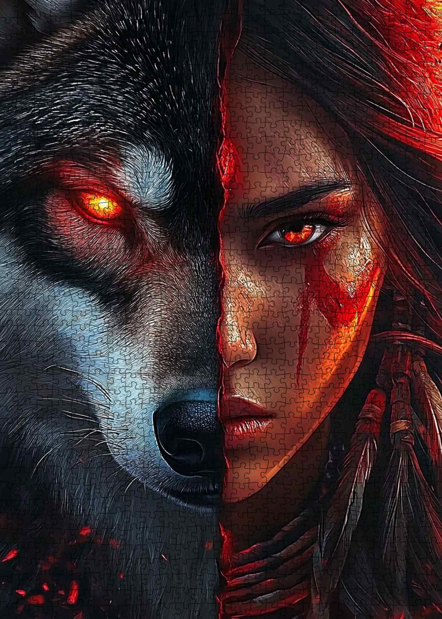 tucocoo-wolf-spirit-warrior-puzzle-1000-teile-portrait image 2