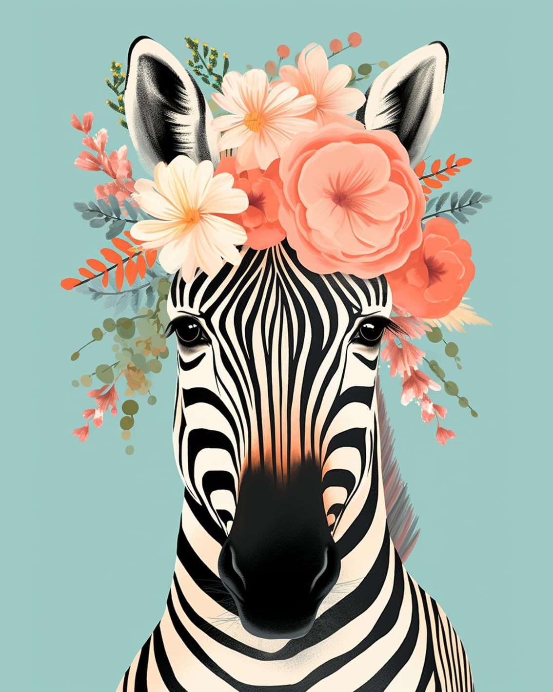 tucocoo-paint-by-numbers-zebra-blumen-malset-40x50-ohne-rahmen image 2
