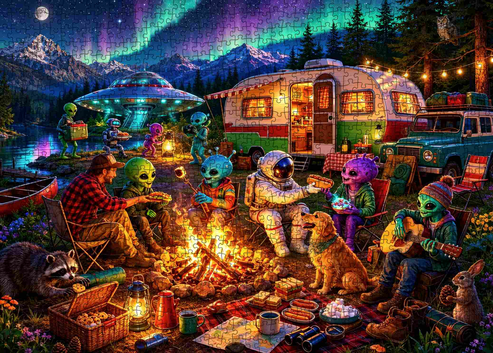 tucocoo-jigsaw-alien-camping-puzzle-1000-teile-nordlichter image 2
