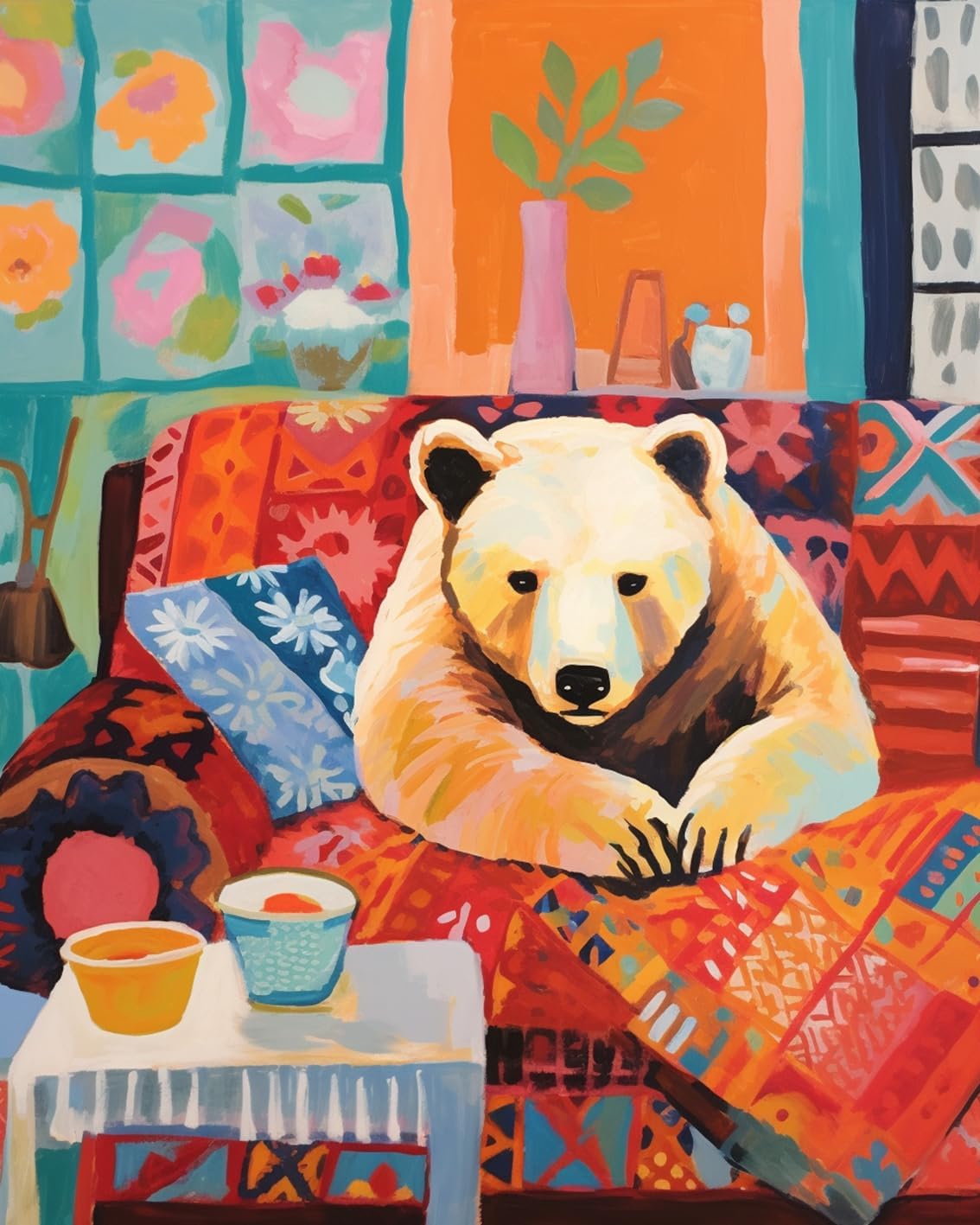 tucocoo-polar-bear-on-sofa-malen-nach-zahlen-40x50-tiere image 2