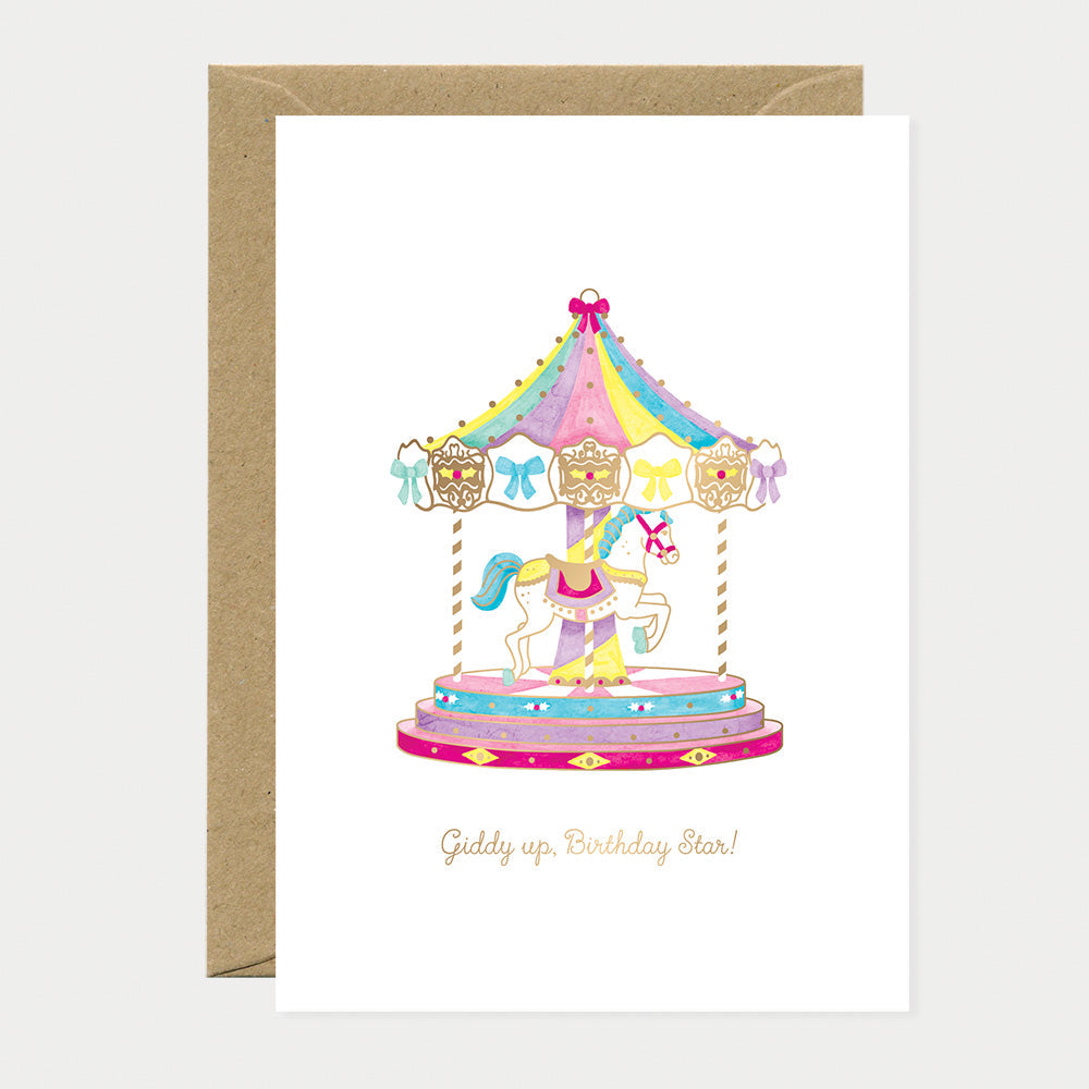 all-the-ways-to-say-giddy-up-gruskarte-a6-goldfolie-pferd image 1
