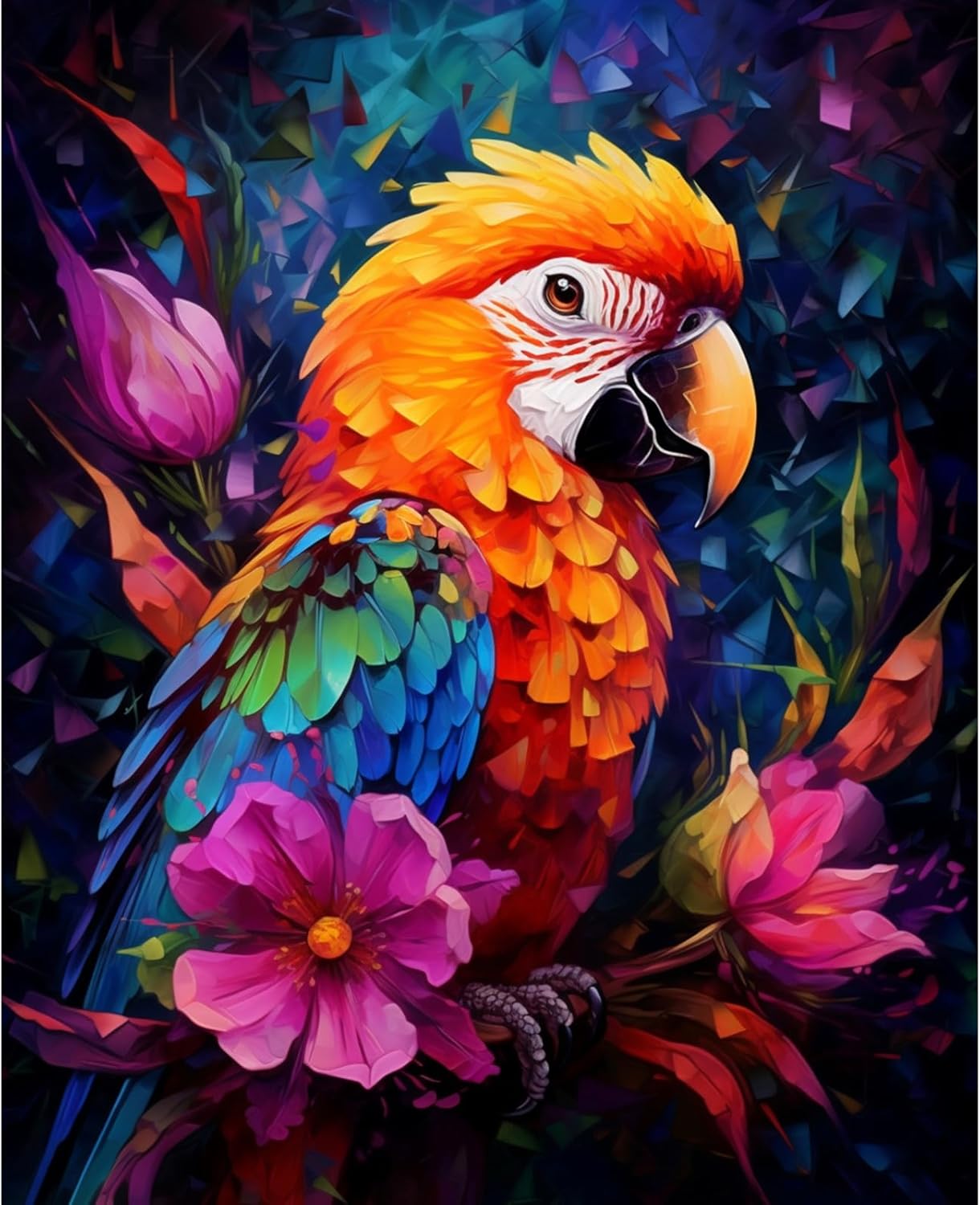 tucocoo-paint-by-numbers-papagei-mit-blumen-malen-nach-zahlen-40x50 image 2
