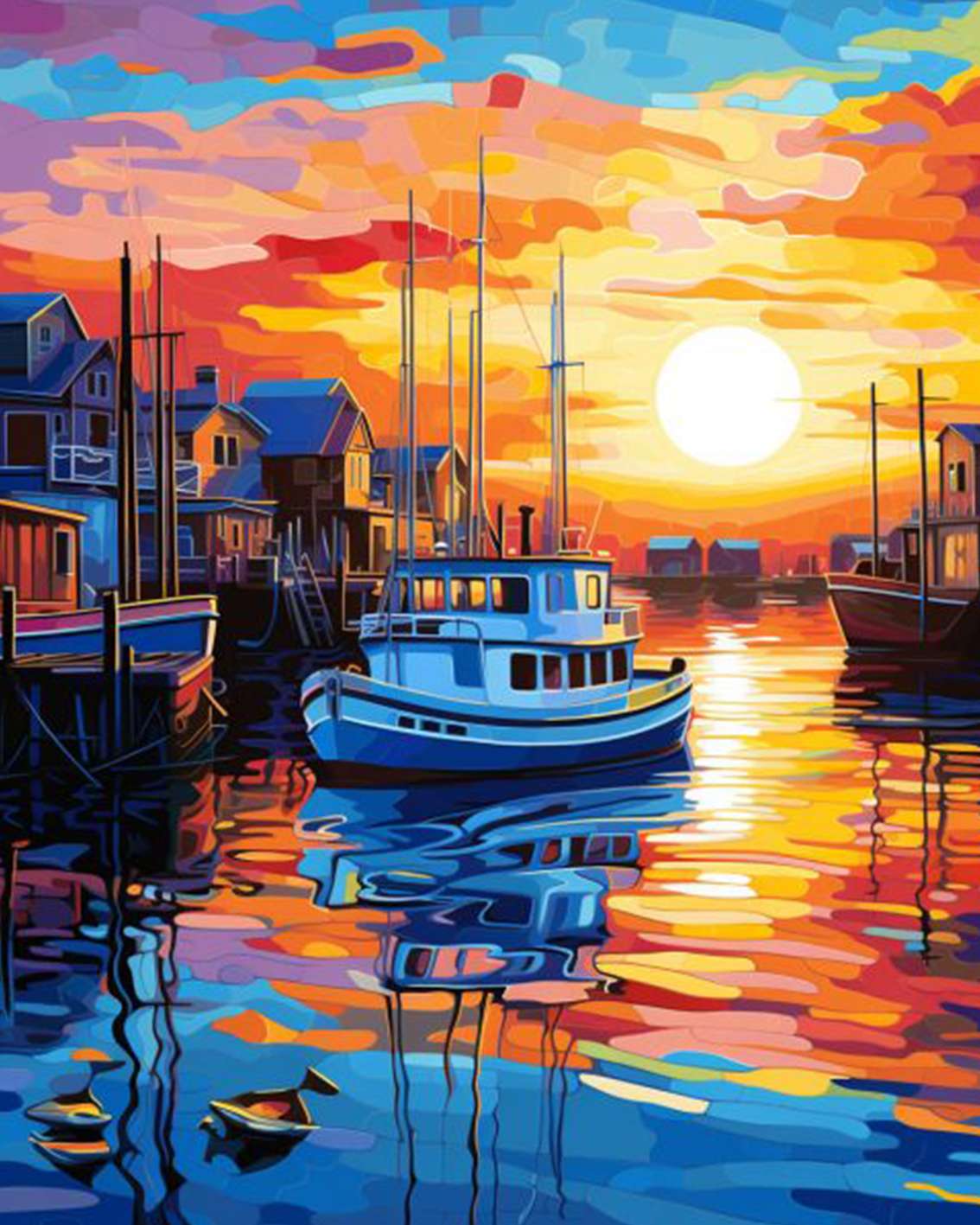 tucocoo-paint-by-numbers-vibrant-harbor-sunset-malen-nach-zahlen-40x50 image 2