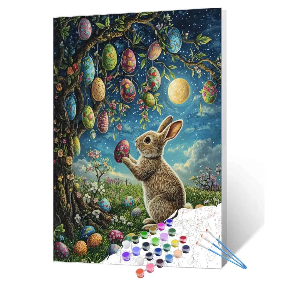tucocoo-bunny-easter-egg-tree-malen-nach-zahlen-40x50-hase image 1
