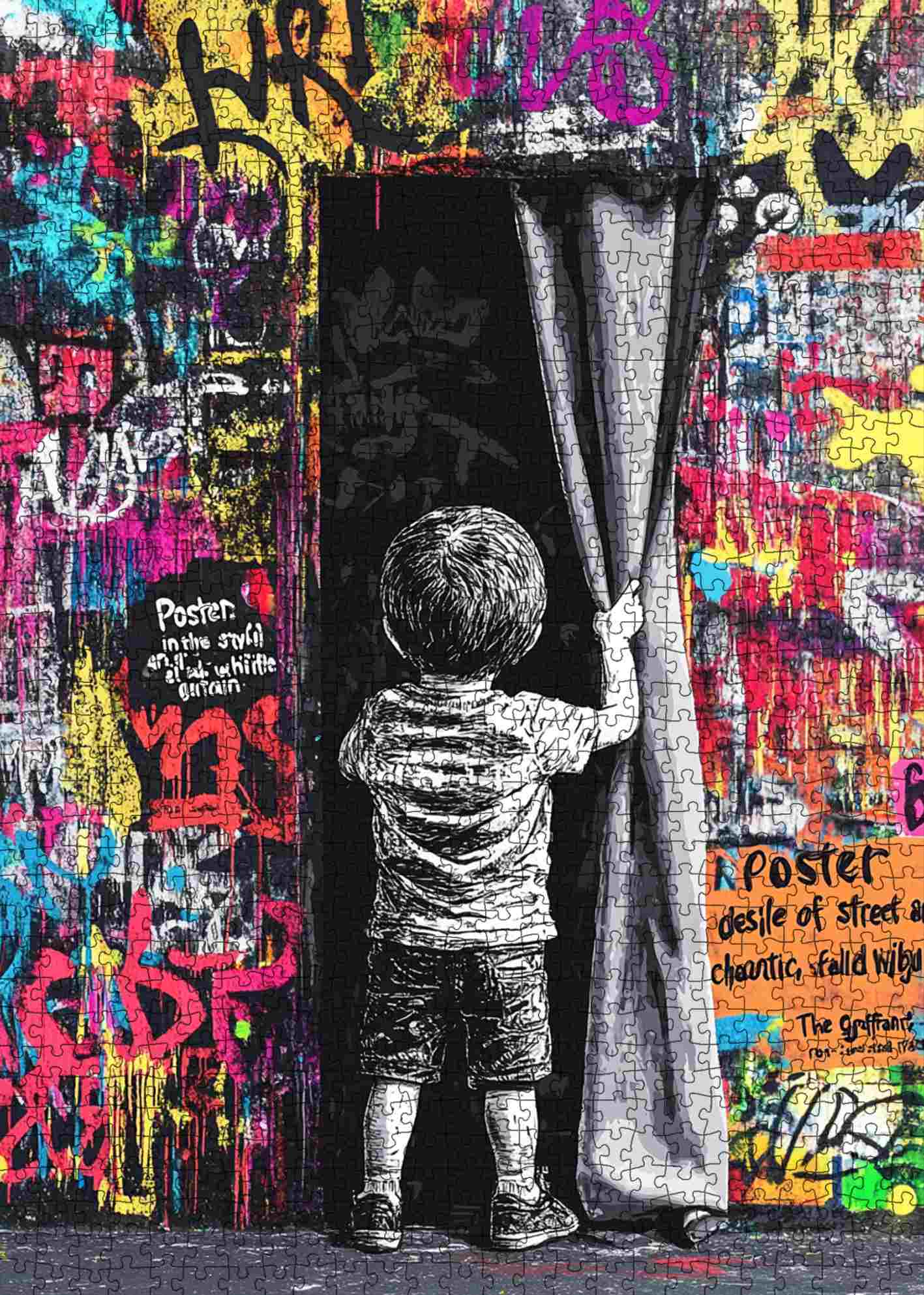 tucocoo-boy-pulling-curtain-graffiti-puzzle-1000-teile image 2