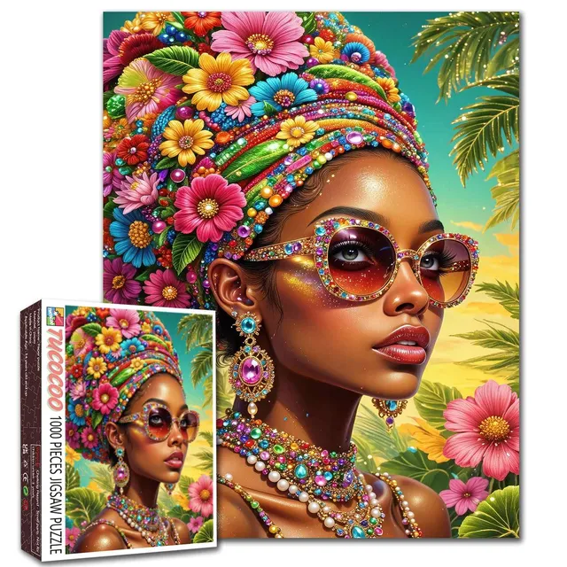 tucocoo-floral-afro-beauty-sonnenbrille-puzzle-1000-teile image 1