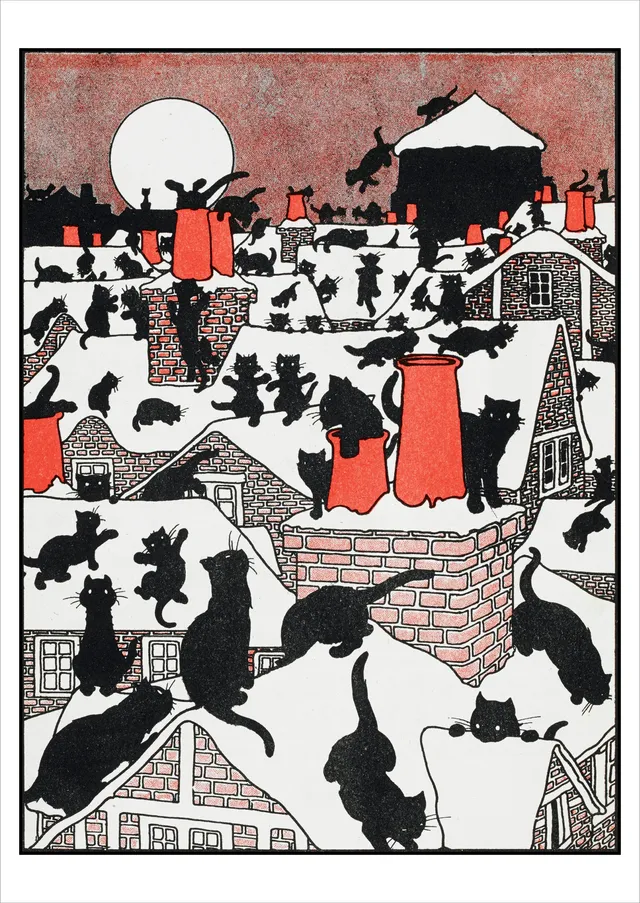 pomegranate-charles-robinson-black-cat-postkarte-weihnachten image 1