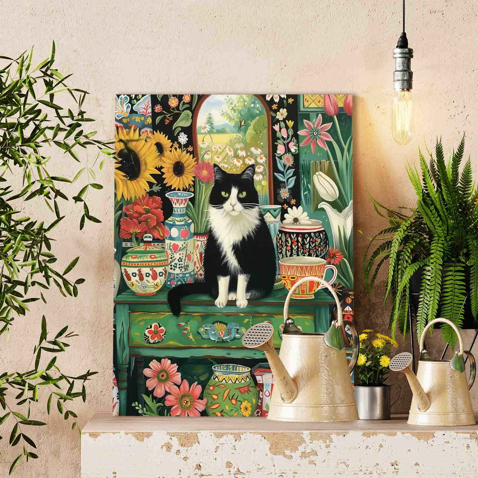 tucocoo-paint-by-numbers-floral-garden-cat-malbild-40x50-ohne-rahmen image 2